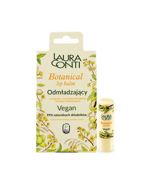 Laura Conti Botanical Vegan Rejuvenating Lip Balm with Macadamia Nut Oil and Aloe Vera Extract 4,8g